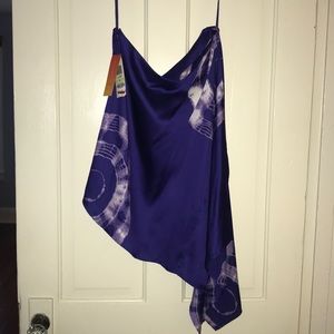 Size 4 purple, satin, one shoulder top